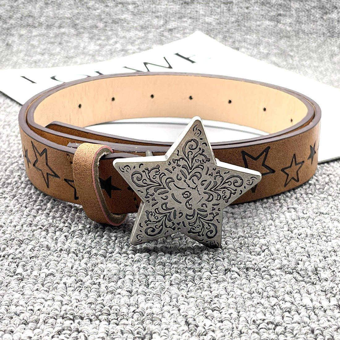 Women’s Five Pointed Star Pattern Belt Simple Versatile Waistband_voghion.com