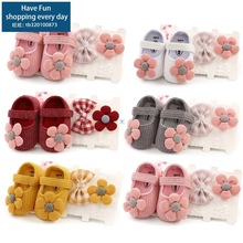 0-18M Newborn Baby Girls Boys Crib Shoes Cotton Flowers