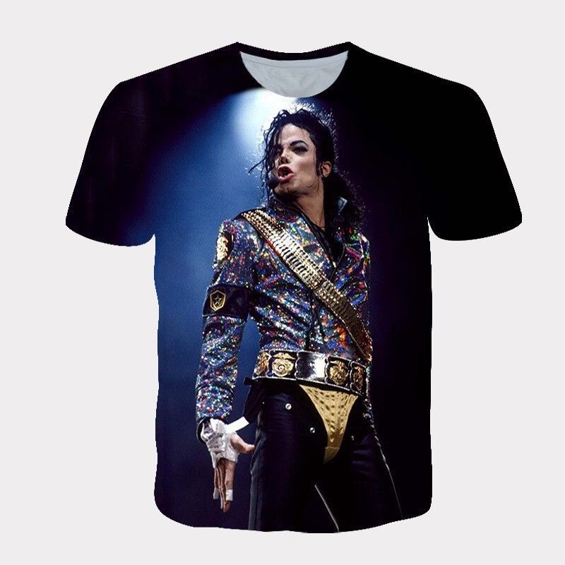 Cross-border trade 3D digital printing men's T-shirt Michael Jackson MJ rock fashion short-sleeved shirt