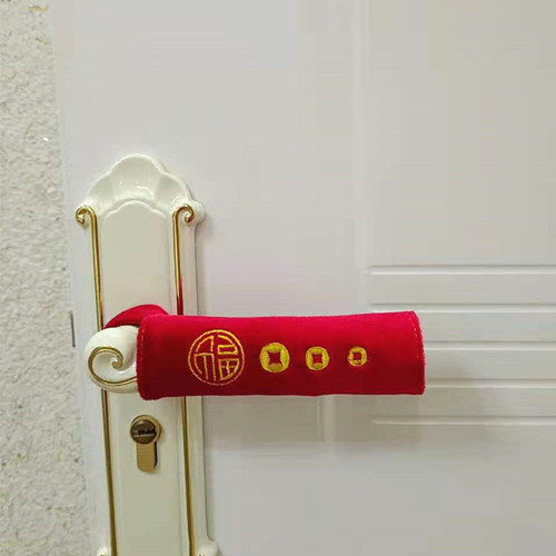 Velvet door handle gloves anti-theft door entry door handle protective cover LOGO printed door pull gloves anti-freeze