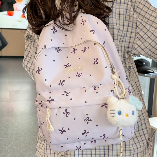 Japanese-Style Fresh and Simple Backpack for Middle and High School Students, Lightweight and Large-Capacity Street Fashion Backpack for Girls