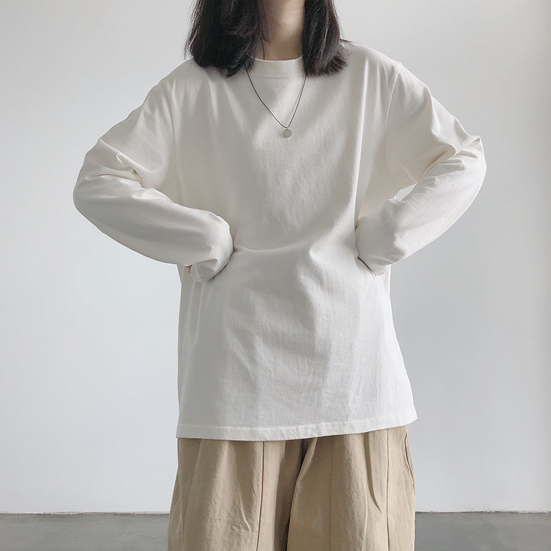 Primavera y otoño camiseta de manga larga de mujer nueva camiseta blanca suelta con ropa de base coreana fabricantes de ropa de mujer fuente
