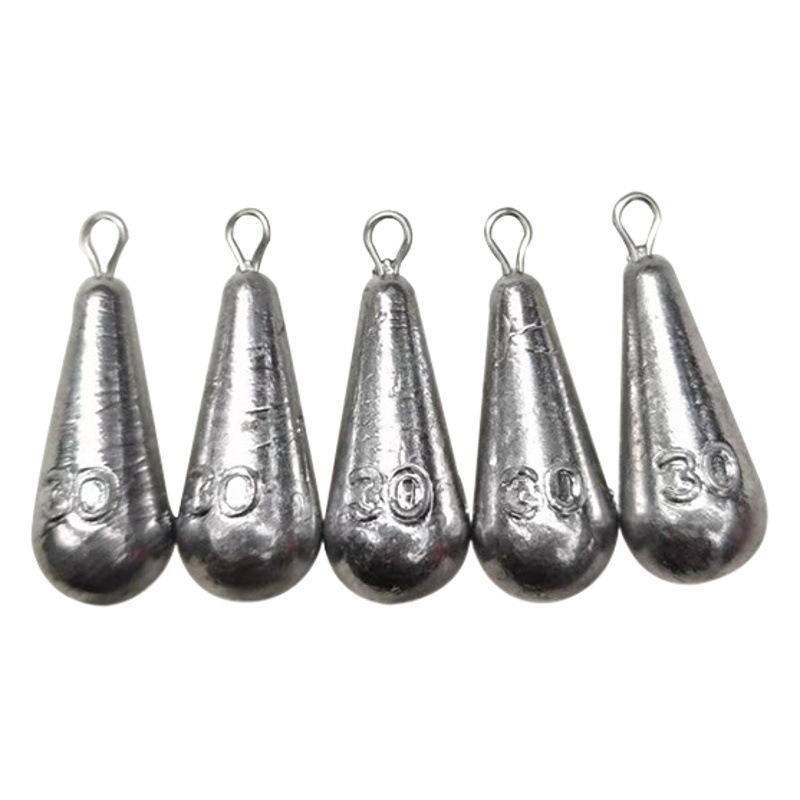 Water Drop-Shaped Fishing Sinker with Hook and Ring, Full Weight Fishing Sinker, Fast Sinking, Long-Distance Casting, Water Drop Type with Ring for Wind Resistance