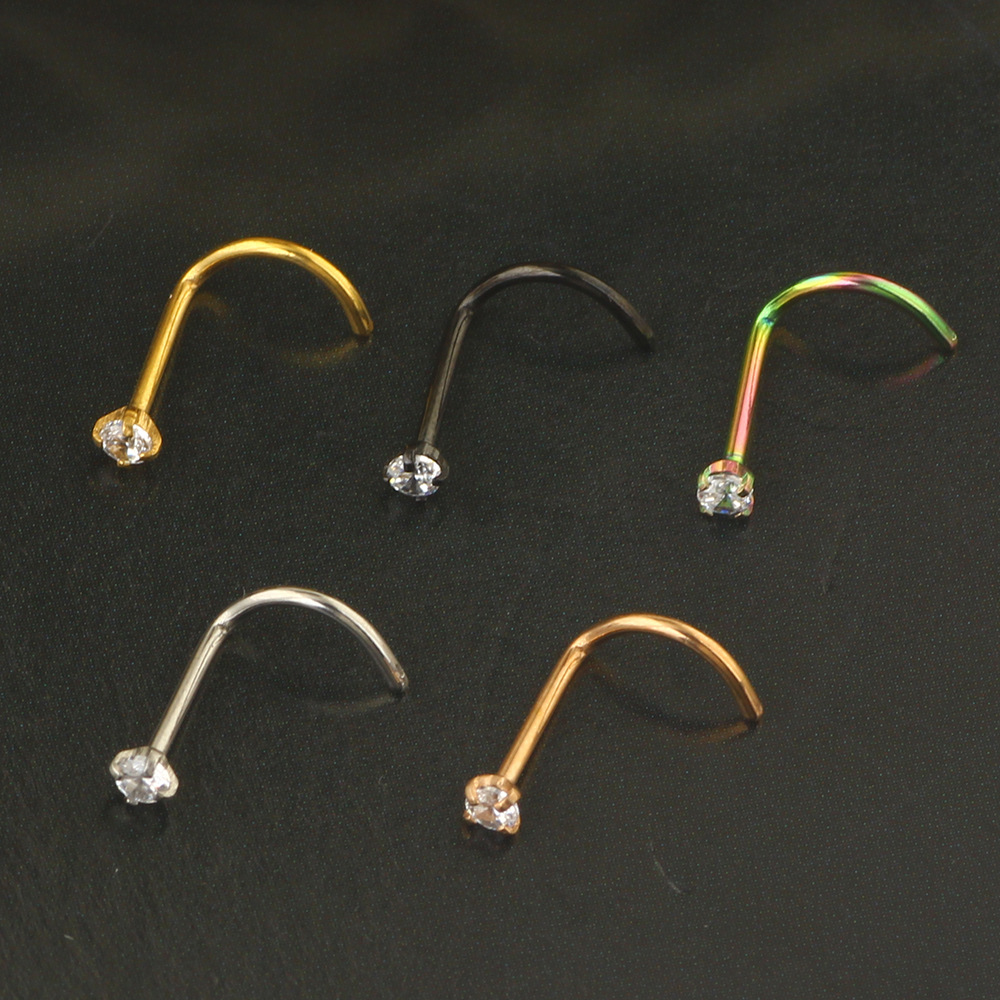 Fashion Geometric Stainless Steel Inlay Nose studs 1 Piece