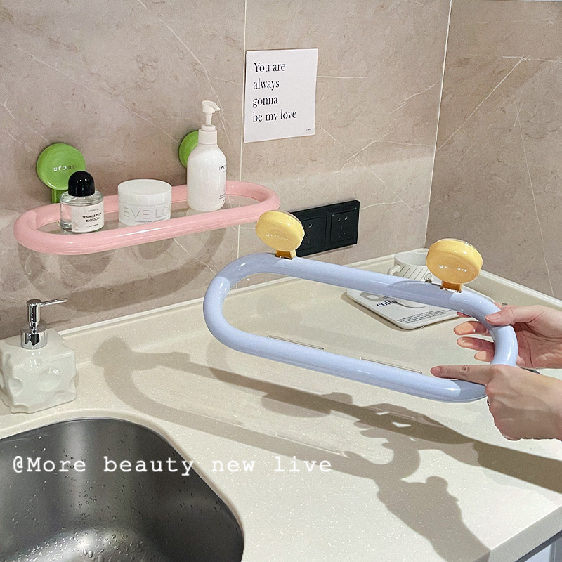 Dopamine Bathroom Storage Rack Suction Cup Wall-Mounted Punch-Free High-Value Bathroom Toilet Wall Storage Artifact Dopamine Bathroom Storage Rack Suction Cup Wall-Mounted Punch-Free High-Value Bathroom Toilet Wall Storage Artifact