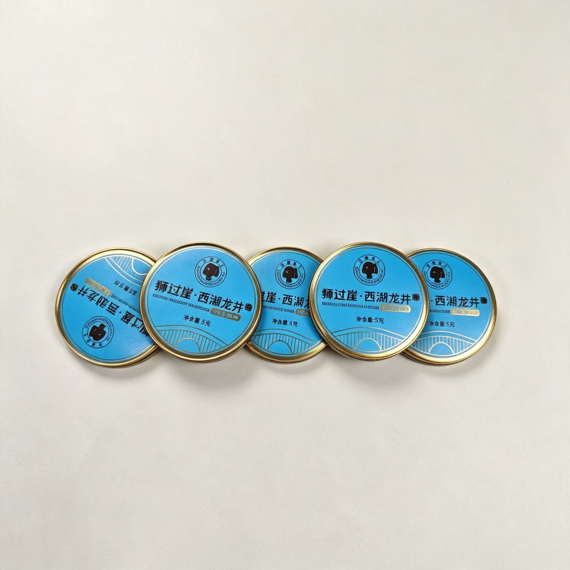 Gold-stamped printed tea can paper lids, food-grade paper lids, round paper lids for Longjing tea cans, custom-made according to your design