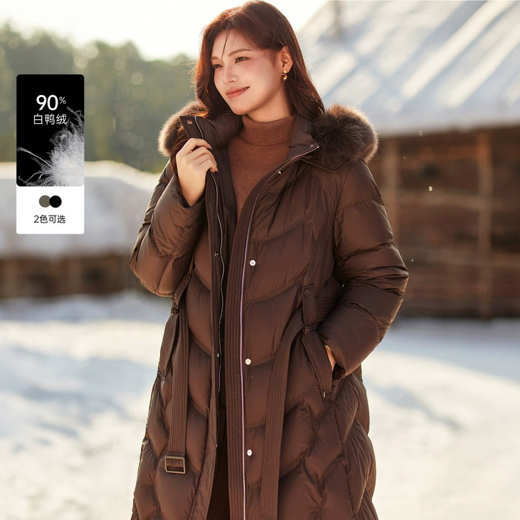 [Мода съемный шерстяной воротник] Слепое шоу большой размер женский толстый теплый пуховик жирный mm2024 зимний новый