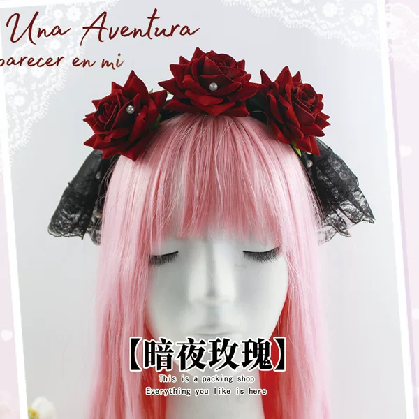 Dark Halloween Hair Accessories Gothic Dark Rose Lolita Hair Hoop COS Party Internet Celebrant Photo Props