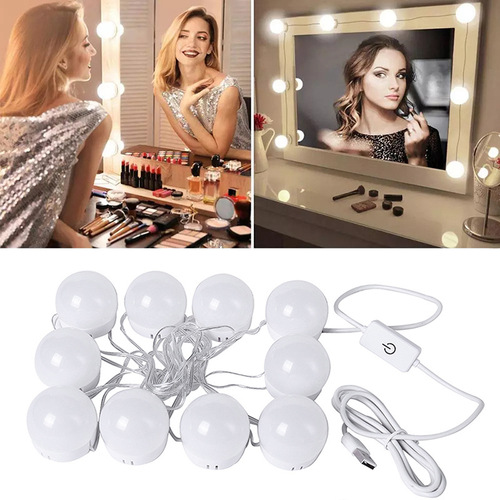 Factory 3-color light mirror Vanity Makeup Lamp Amazon Mirror Light Bathroom No Drill Light-Up Vanity Mirror