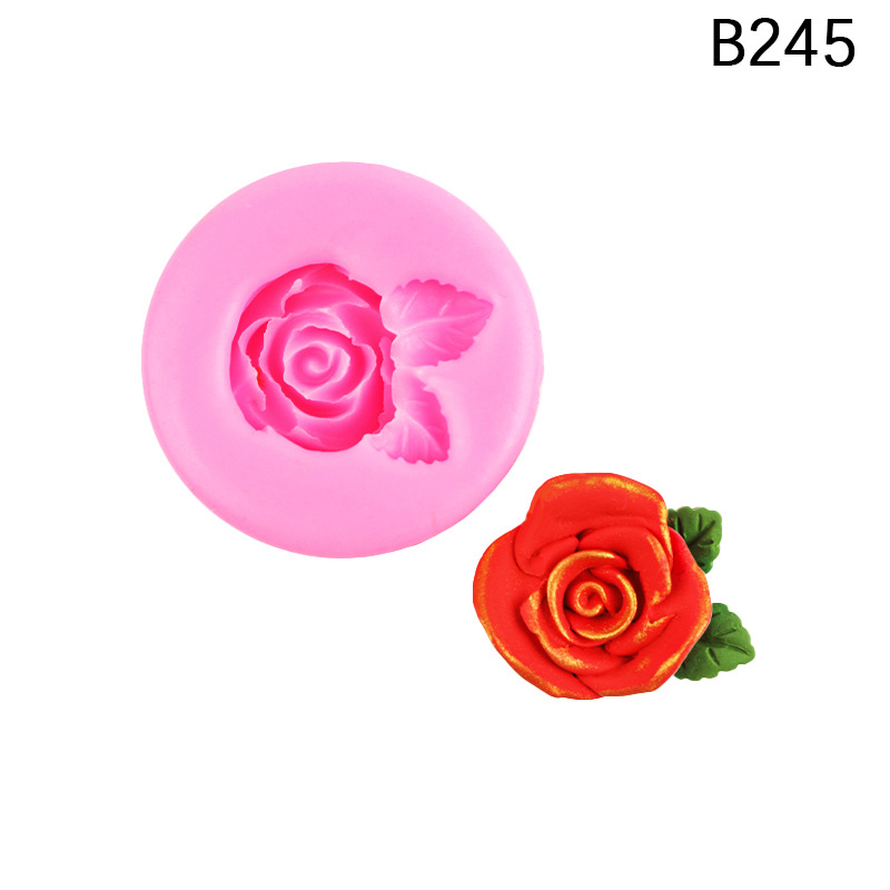 Fondant DIY Rosa molde con hojas flor resina mousse pastel mousse de chocolate decorativo aromaterapia molde