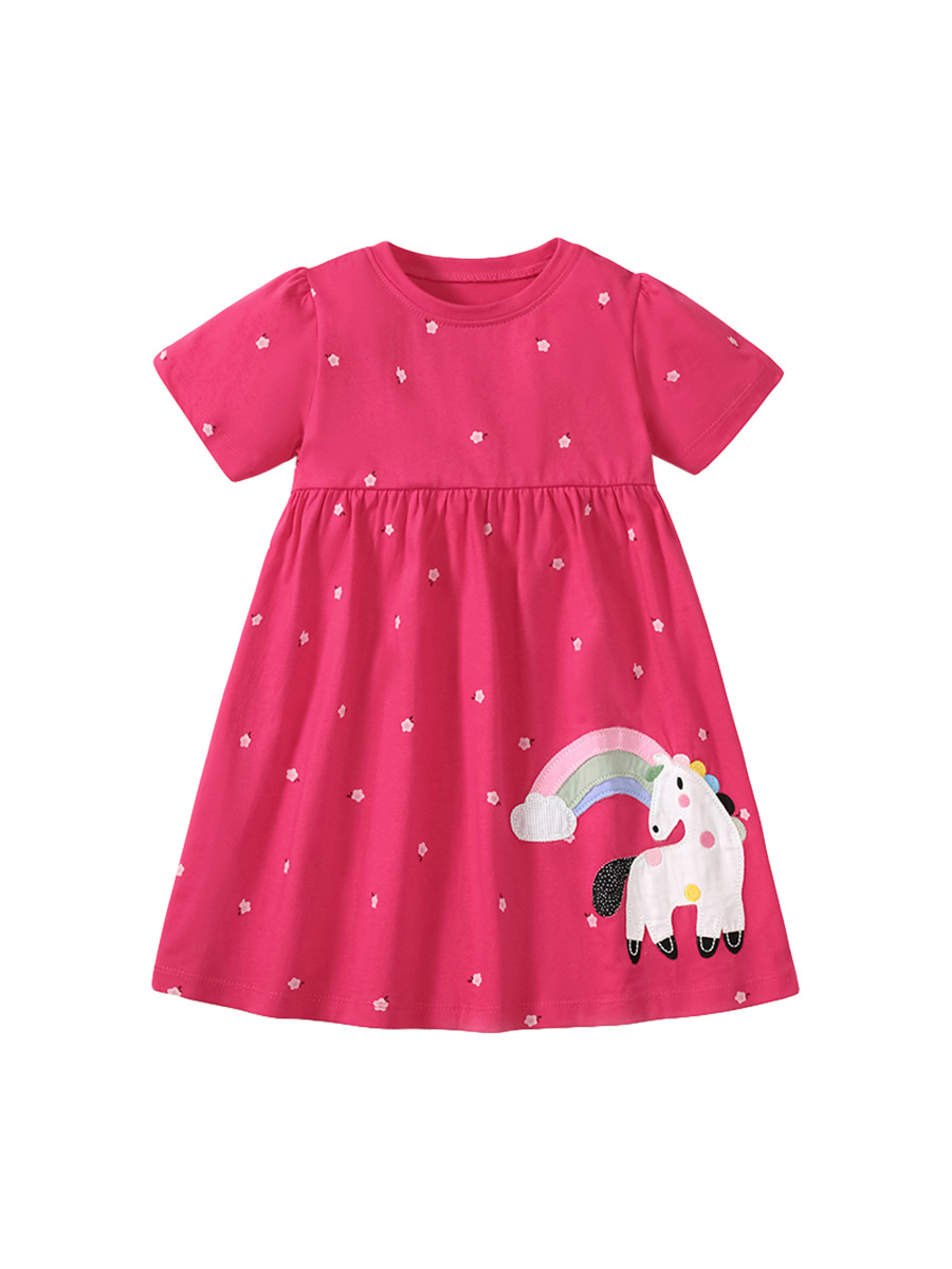 Pequeño Maven verano niñas Vestido de manga corta estilo europeo y americano vestido de princesa de dibujos animados vestido casual de los niños image 6