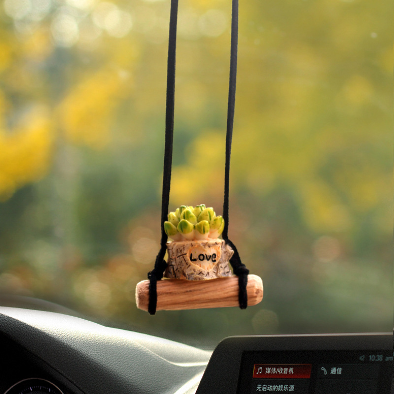 Nuevo colgante de coche de cactus lindo transfronterizo, espejo retrovisor, columpio, colgante de ciervo, decoración, accesorios de coche