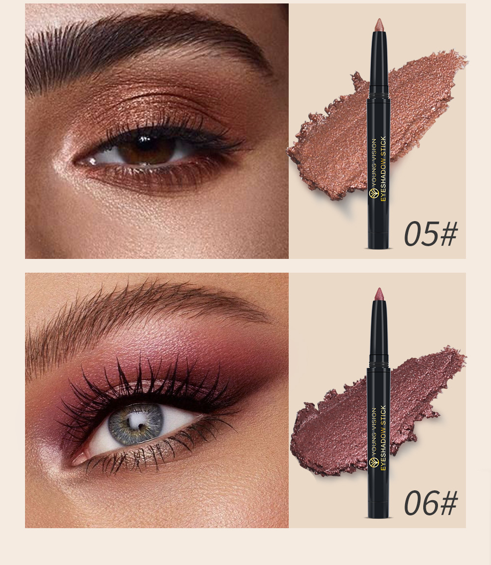 YOUNG VISION 6-color Eyeshadow Pen set: Pearlescent Rotating Eyeshadow stick for easy coloring, brightening and contouring undefined