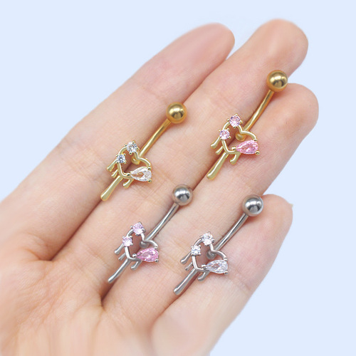 piercing jewelry bow honey heart planet zircon pendant navel ring navel