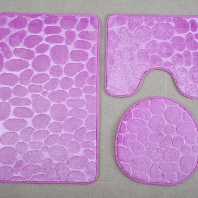 Transfronterizo Amazon 3D Pebble inodoro de tres piezas baño absorbente alfombra de piso baño antideslizante alfombra de piso esponja