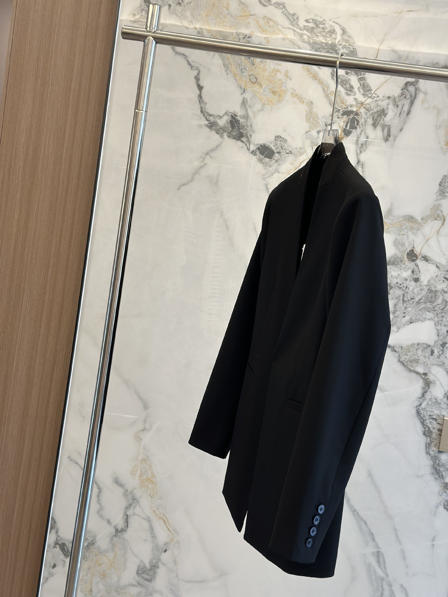 European American Wool Blazer For Women, Loose Fit, No Buttons, Minimalist Black Suit Jacket, Spring And Autumn_ecoleips.com