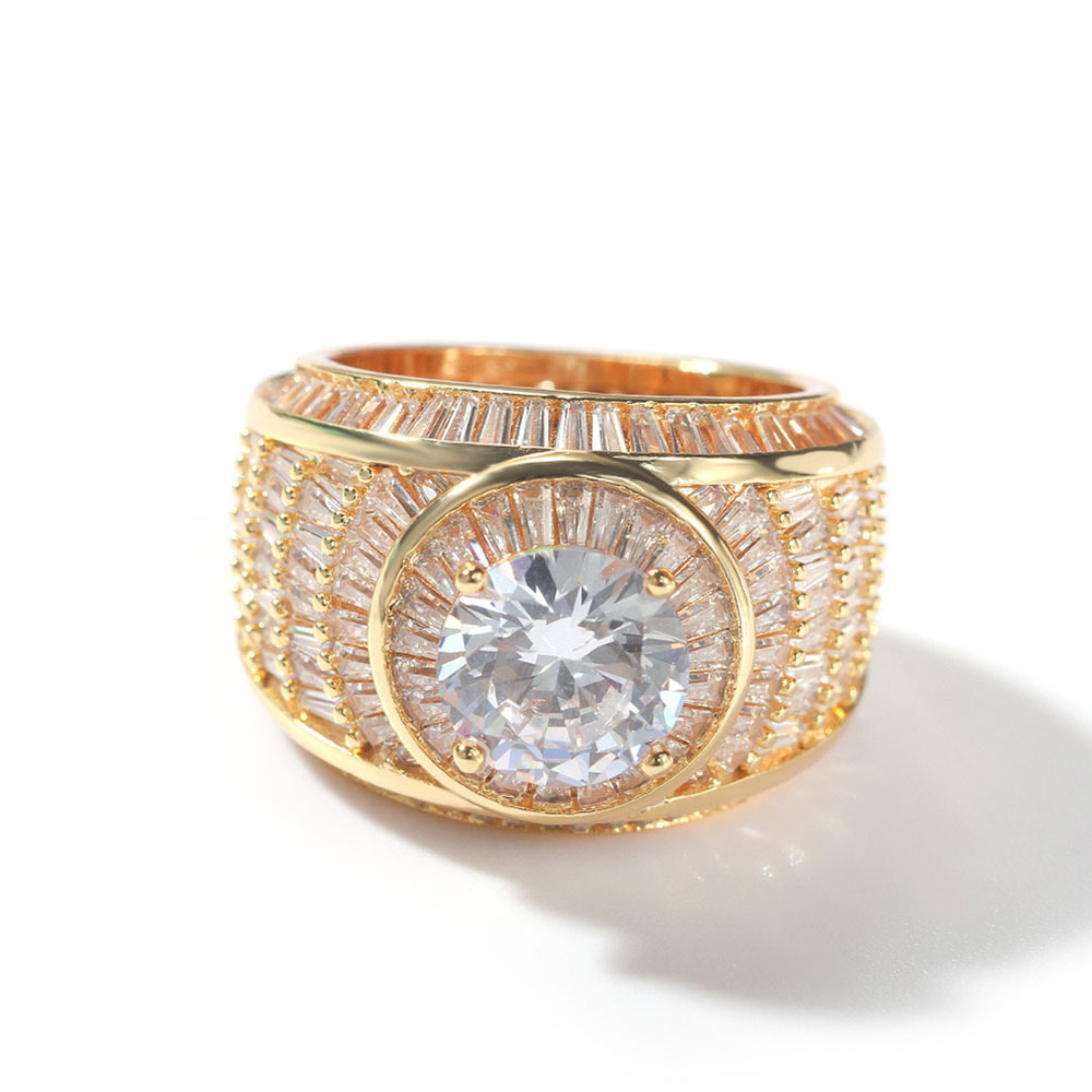 Copper brand fashionable trend neon ring hip-hop style with zircon