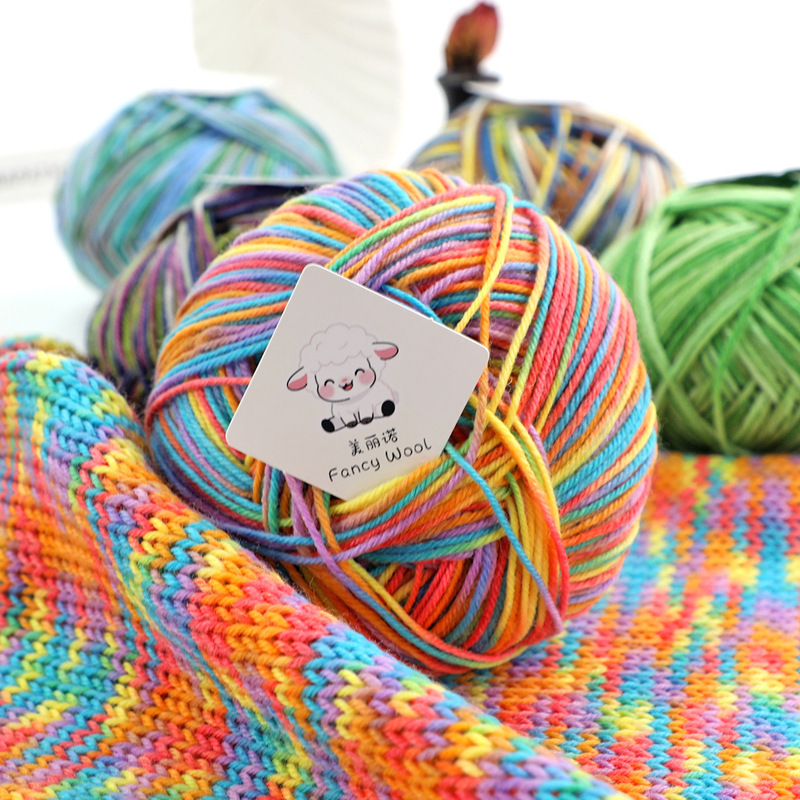 Rainbow woolen woven scarf handmade