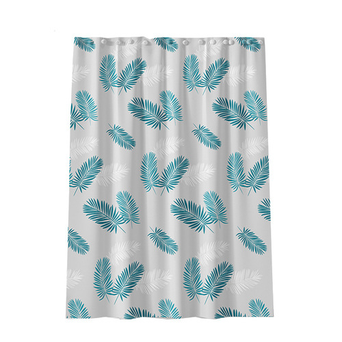 Wholesale PEVA shower curtain green feather waterproof and mildew proof bathroom curtain thickened bathroom curtain shower partition curtain