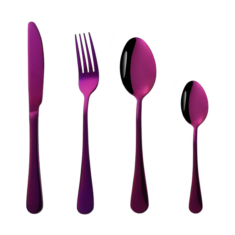 Juego de cuatro piezas de cocina occidental de hotel dorado cuchillo, tenedor y cuchara Transfronterizo 1010 traje de vajilla de acero inoxidable cuchillo, tenedor y cuchara