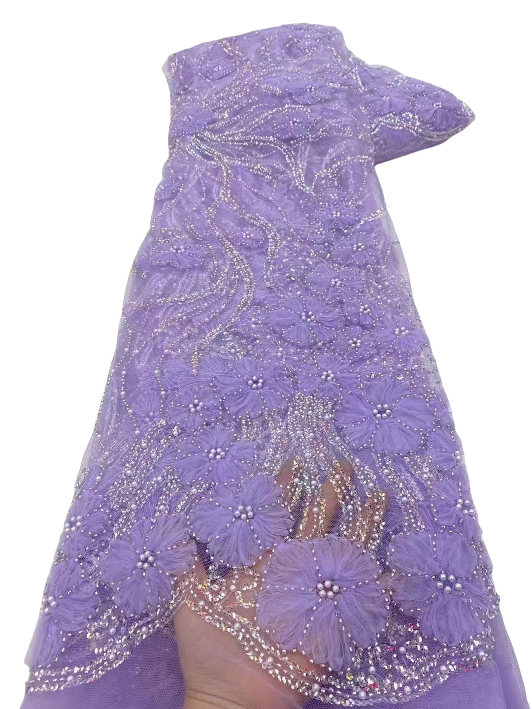Fábrica de flores en stock bordadas perlas bordadas esquinillas de perlas bordadas de moda pequeña fresca vestido vestido de boda tela