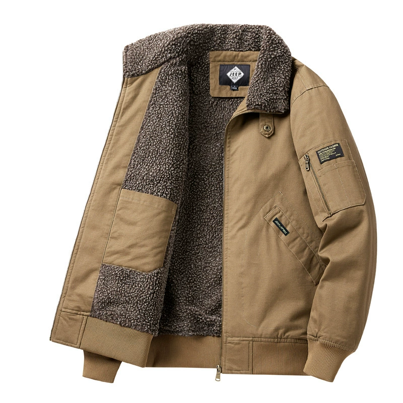 Мужская зимняя теплая куртка-бомбер из флиса с подкладкой из овечьей шерсти, рабочая одежда, хлопковая куртка для носки на улице