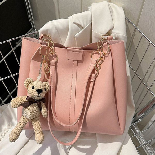Women's Large Capacity Bags 2024 New Fashion Casual Solid Color Summer Simple Trendy Hang Tags Single Shoulder Tote Bag