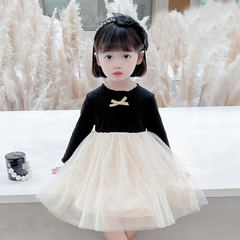 Korean Spring and Autumn Girls' Dress 2023 Children's Clothing Baby Girl Medium and Small Children Long Sleeve Net Princess Dress