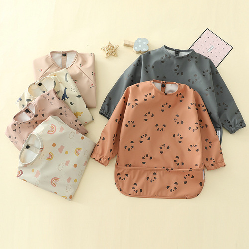 Foreign trade children's waterproof reverse dressing bib baby eating bib super soft waterproof baby rice pocket anti-dirty feeding rice pocket