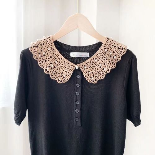 [Xinfang] [Pea beads lace fake collar] Korean style hollow kapok silk shawl summer sun protection versatile fake collar