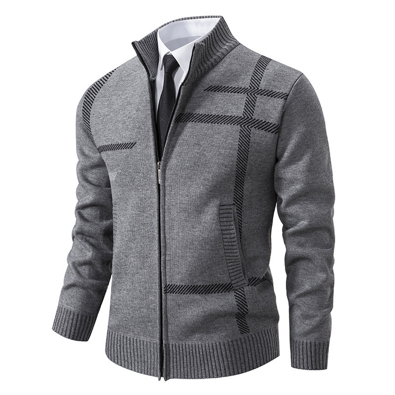 Cross-Border Autumn and Winter Men's Middle-Aged Cardigan Men's Sweater Zipper Stand Collar Jacket Sweater Casual Business Trend