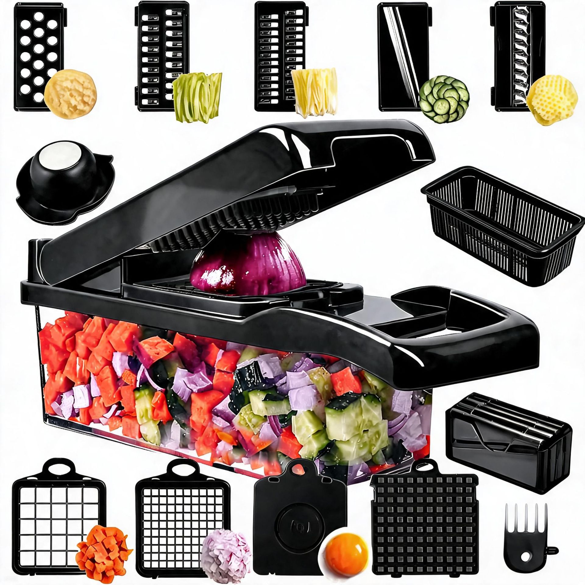 Cortador de verduras multifuncional, herramienta de cocina para el hogar, rallador, triturador, rebanador, rodillo, utensilio multifuncional para cortar verduras.
