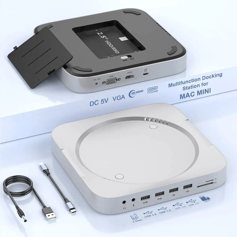 Factory Customized Mac Mini Docking Station Base with Hard Drive Box Multi-Function 12 in 1 Docking Station USB Hub