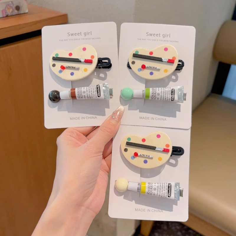 Creativa coreana de pintura pinzas de cabello para mujeres 2024 nuevo extraño lateral pinzas de cabello pinzas de cabello tocado