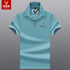 Summer cotton T-shirt, clothing, polo, with embroidery, with short sleeve