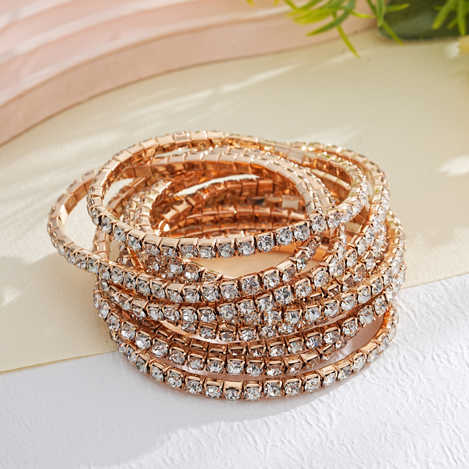 韩版时尚满钻单排弹力手链手饰厂家直销4.0MM简约水钻