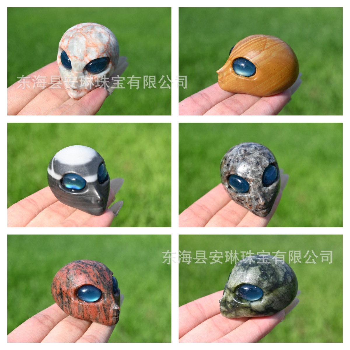 批发天然水晶雕刻混合材质外星人 小雕刻收藏工艺品礼物小摆件