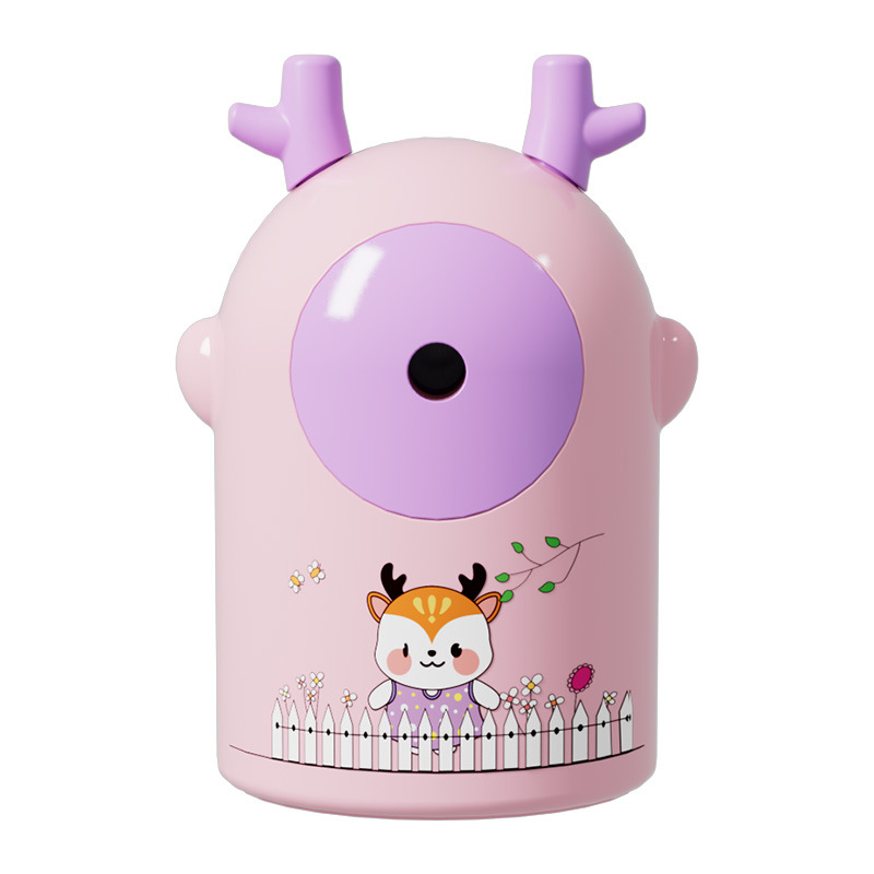 7817 Reno pequeño bolígrafo automático sacapuntas dibujos animados simple sacapuntas de manivela para niños moda papelería creativa