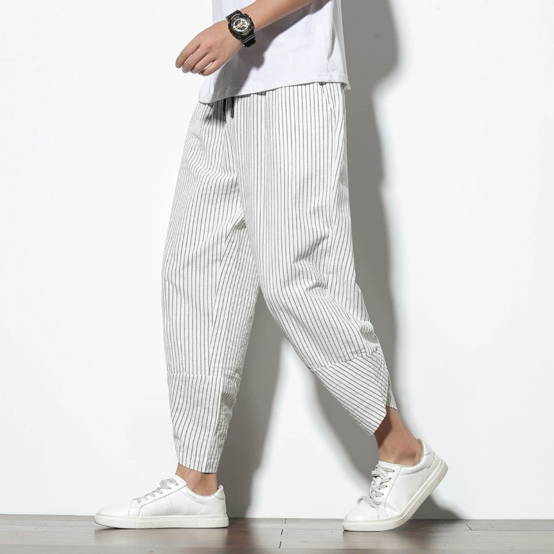 Chinese summer trousers, flashlight, 2021 collection, Chinese style, cotton and linen, plus size