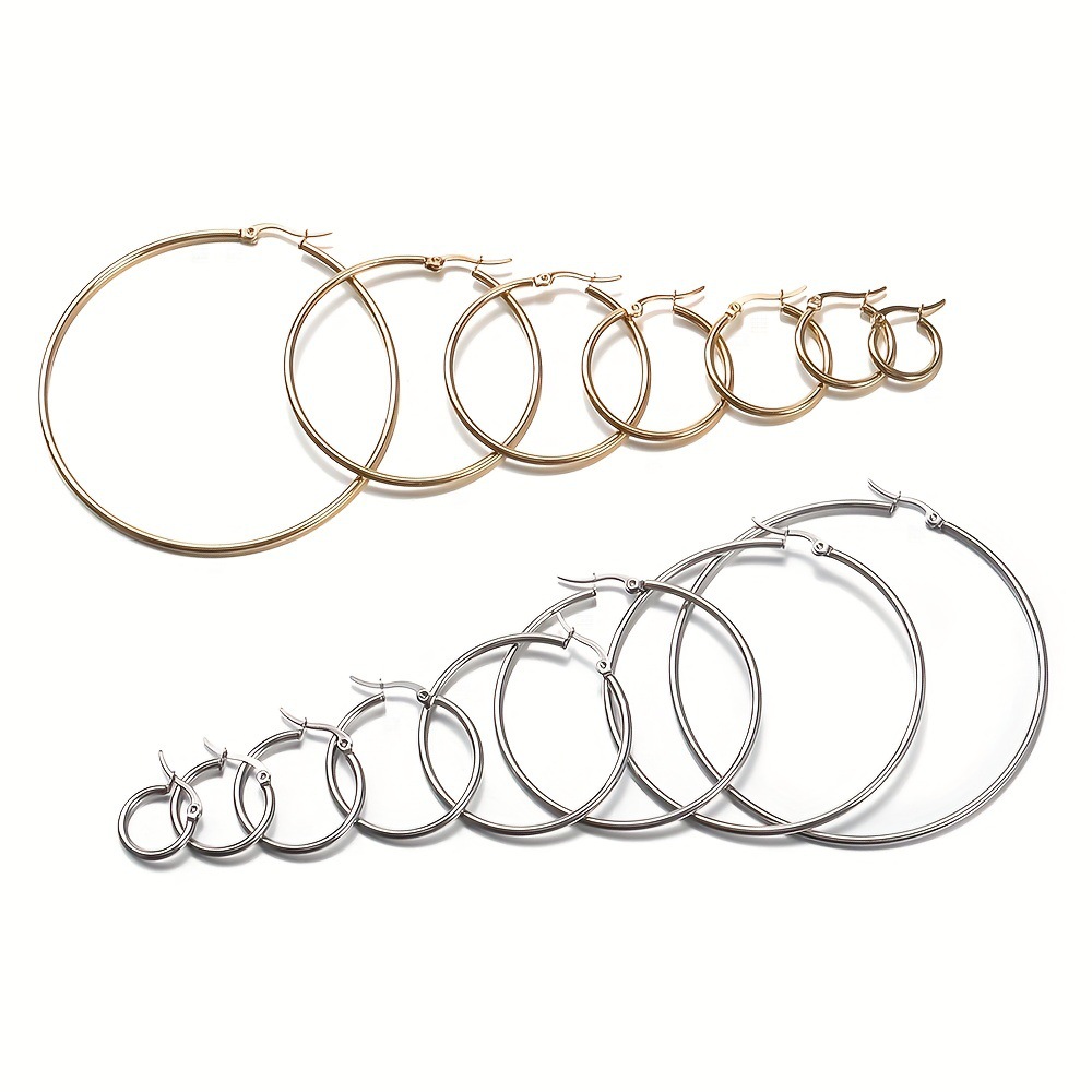 European and American style titanium steel simple and unique exaggerated versatile hoop earrings, wholesale earring jewelry for women.