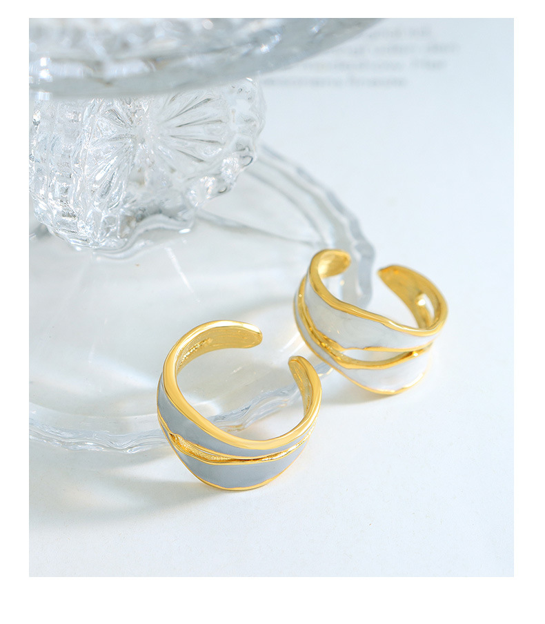 Simple Style Irregular Titanium Steel Enamel Plating Open Ring 1 Piece