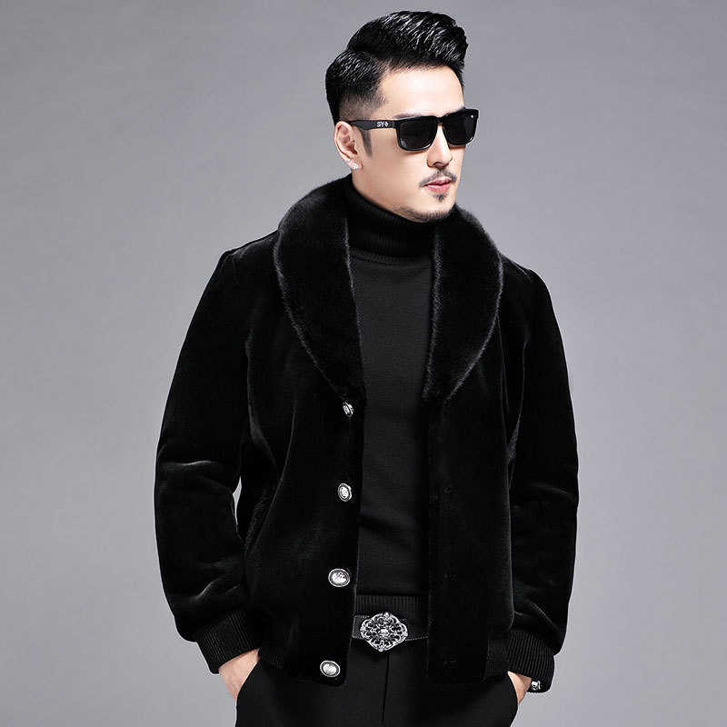 2022 new pattern Mink cashmere coat sheep Leatherwear coat have cash less than that is registered in the accounts Mink overcoat Men suit thickening coat