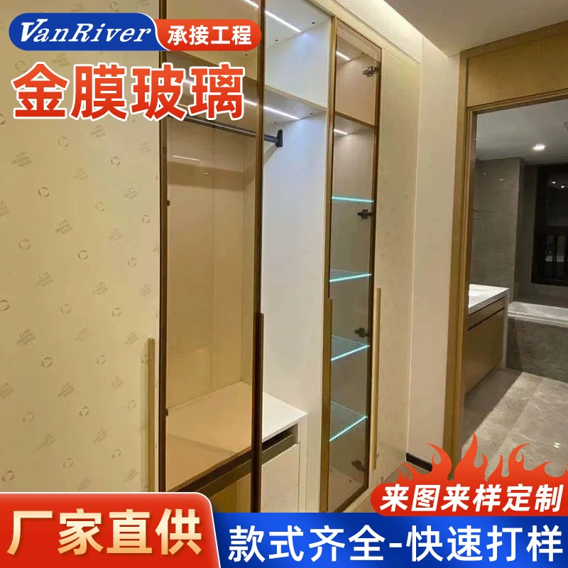 24k золотая пленка стекло цветной стеклянный чай стеклянная обработка поставка декоративные окна здания прозрачное закаленное стекло