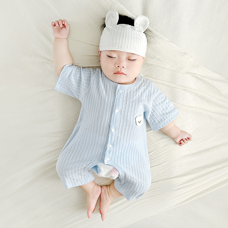 Mono de bebé verano para hombres y mujeres de manga corta delgada para niños pequeños mameluco de entrepierna abierta mameluco ropa de verano para bebés ropa para recién nacidos