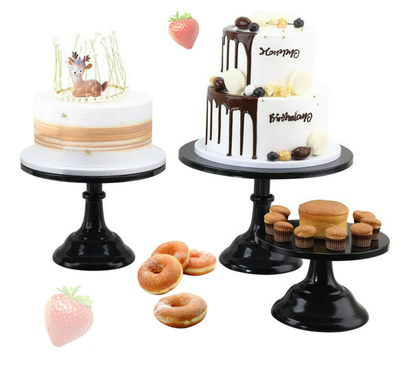 Placa de pastel de postre de estilo europeo bandeja de pierna alta bandeja decoración de la boda decoración pastel soporte de 10 pulgadas de repostería de hierro negro