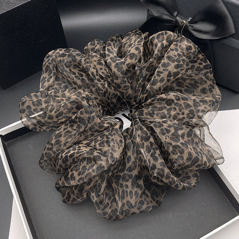 Elastico per capelli elegante retro mesh stampa leopardata_voghion.com