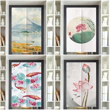 家用布艺门帘玄关卧室遮挡帘子新中式荷花鲤鱼门帘可批发隔断帘子