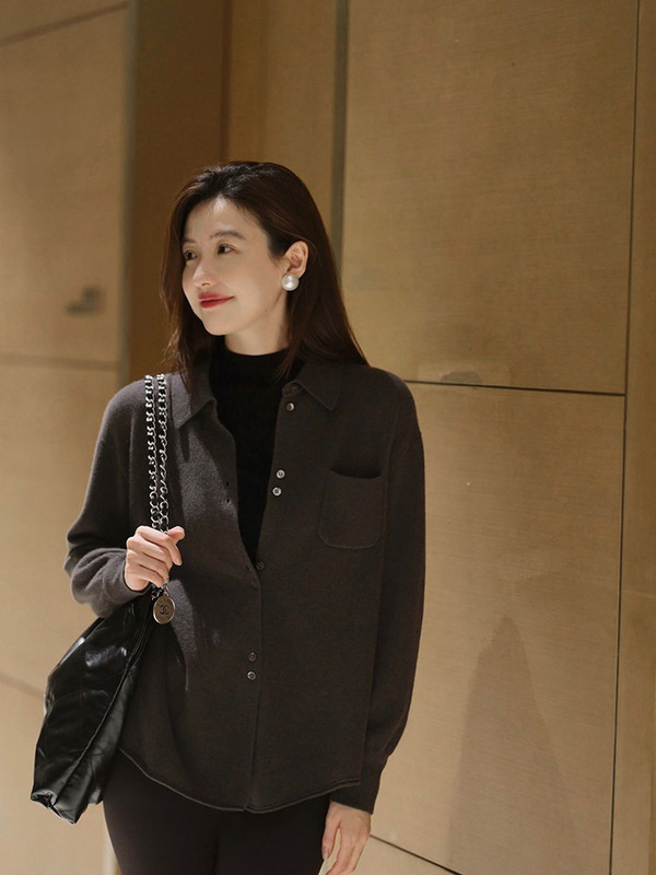 Hanyuan Apparel/Merino Wool Polo Collar Knit Sweater