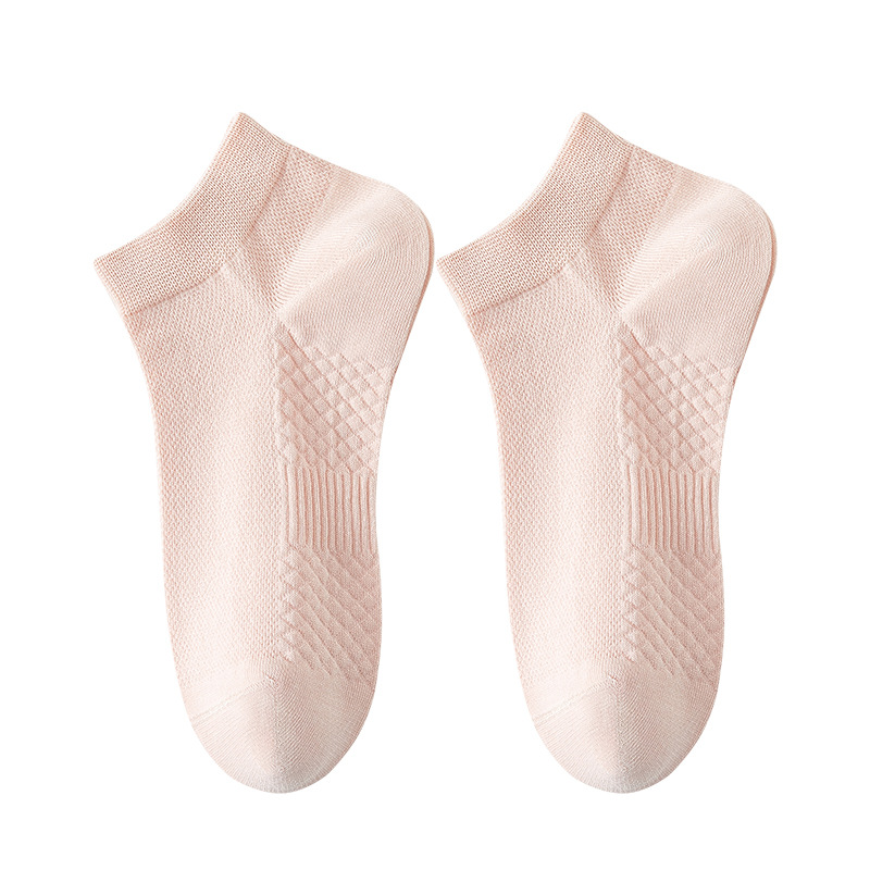 Calcetines de algodón de color sólido, calcetines de barco de verano, calcetines de malla transpirables, calcetines de algodón sin hueso.