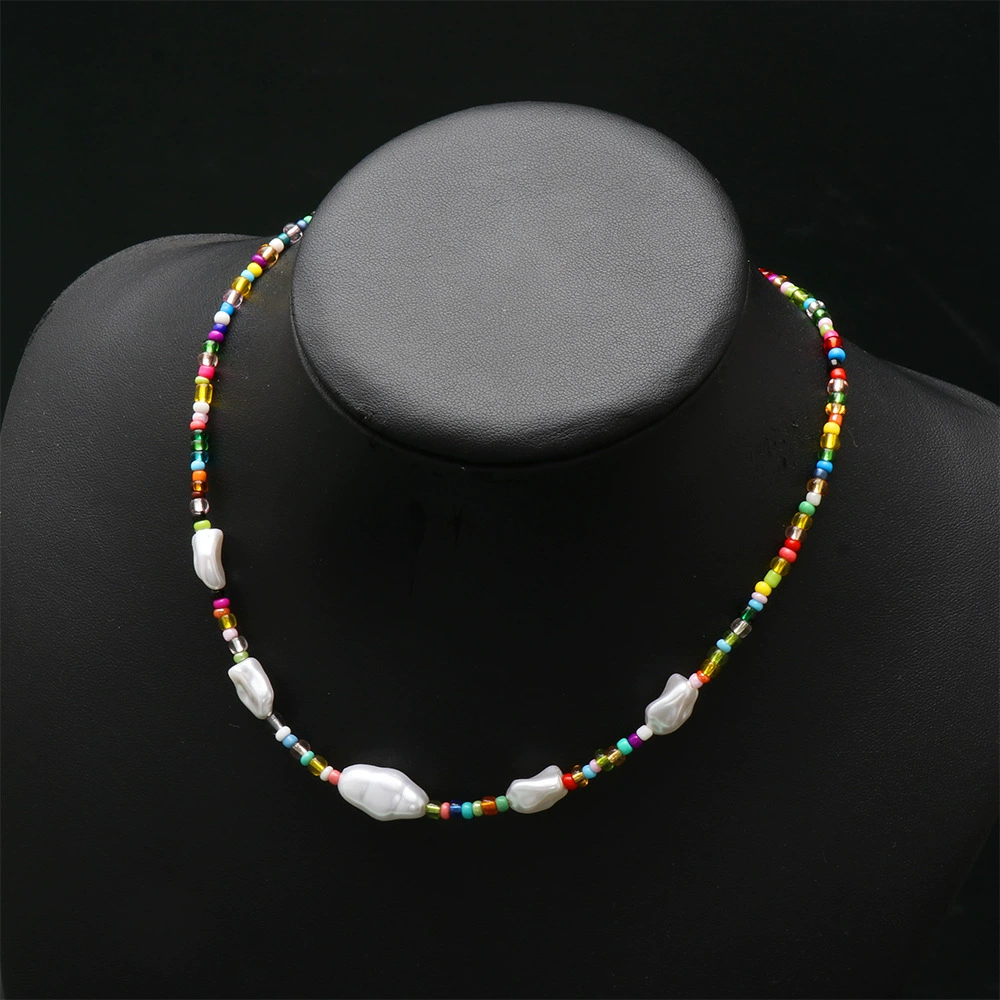 Woven ceramics, ethnic necklace from pearl, 2021 collection, European style, boho style, ethnic style